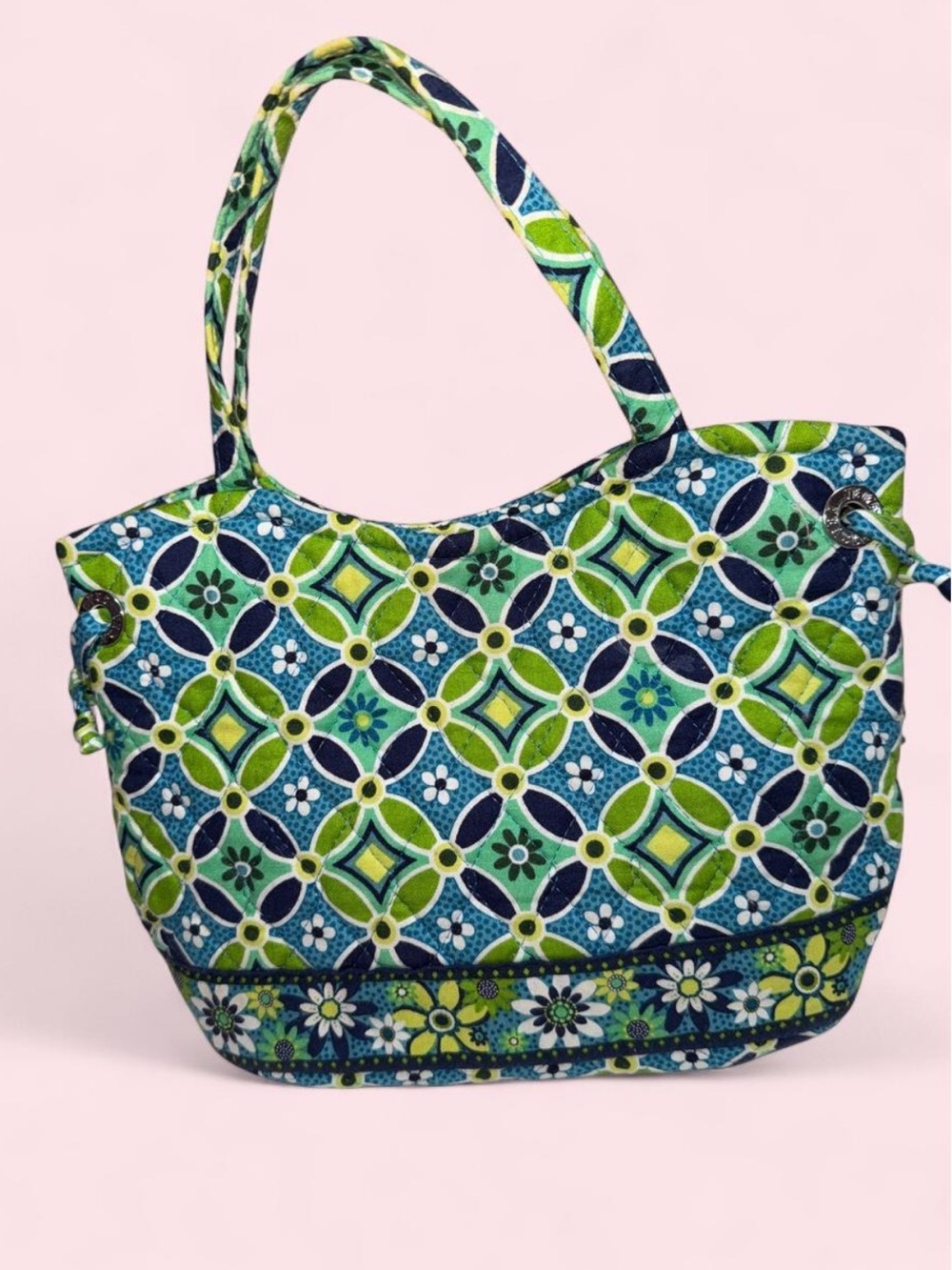 Vera Bradley Floral Geometric Tote Bag - Blue & Green